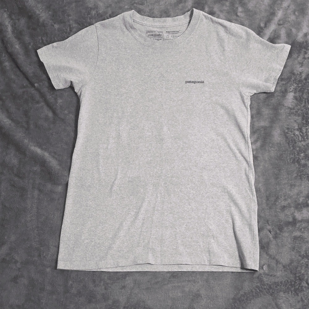 Patagonia Mens Small Gray Responsibili-Tee P-6 Logo Graphic T-Shirt Eco-Friendly